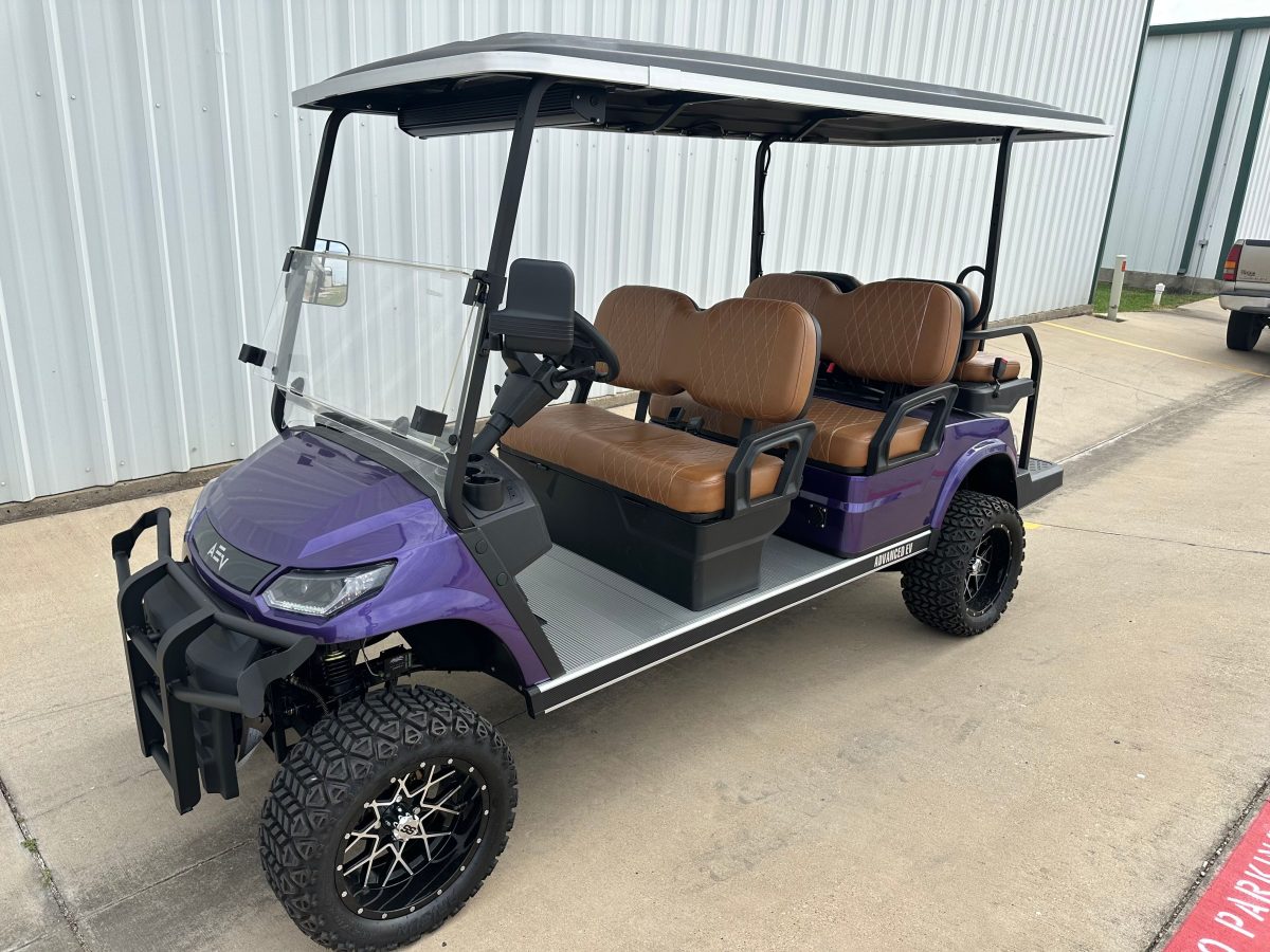 Advanced EV 6 Passenger Lifted Purple DFW Golf Cart Warehouse