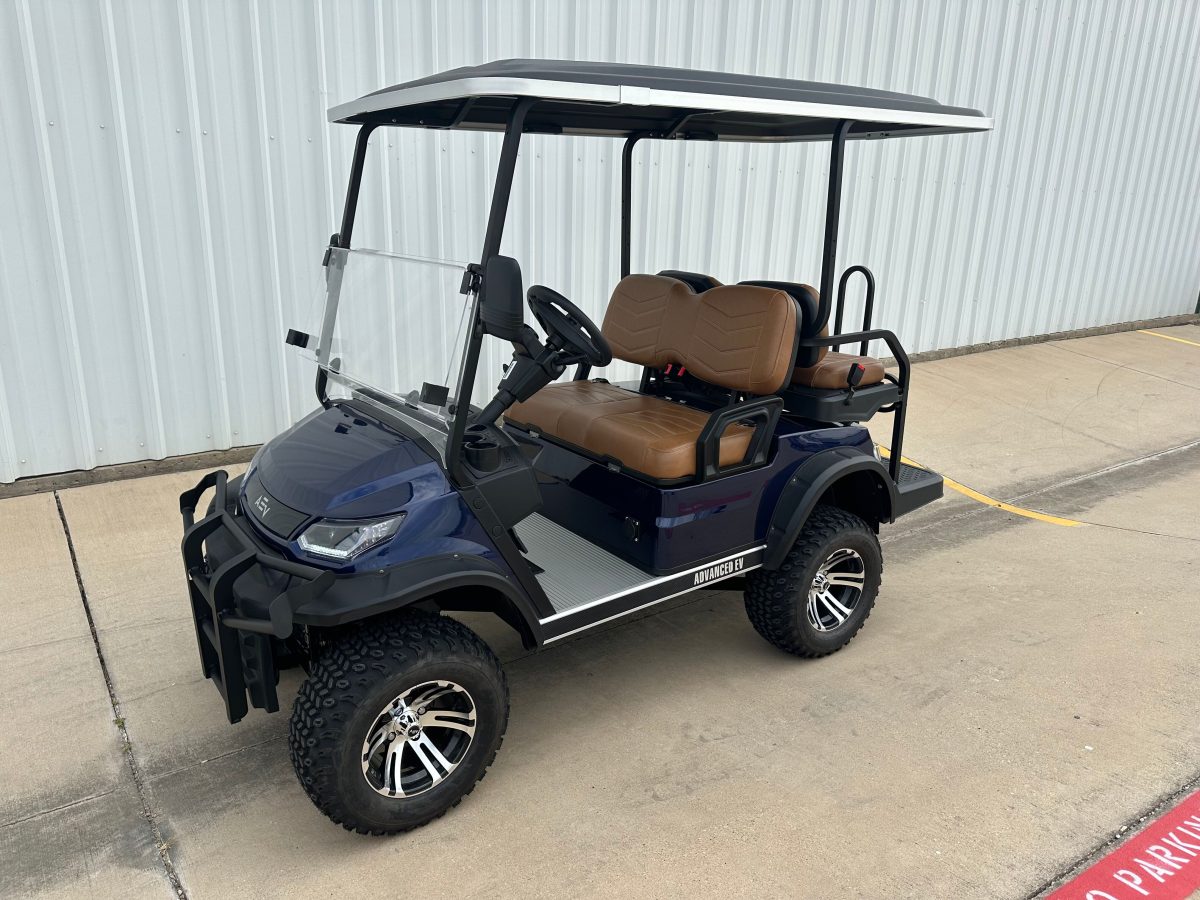 Advanced EV 4 Passenger Lifted Navy DFW Golf Cart Warehouse