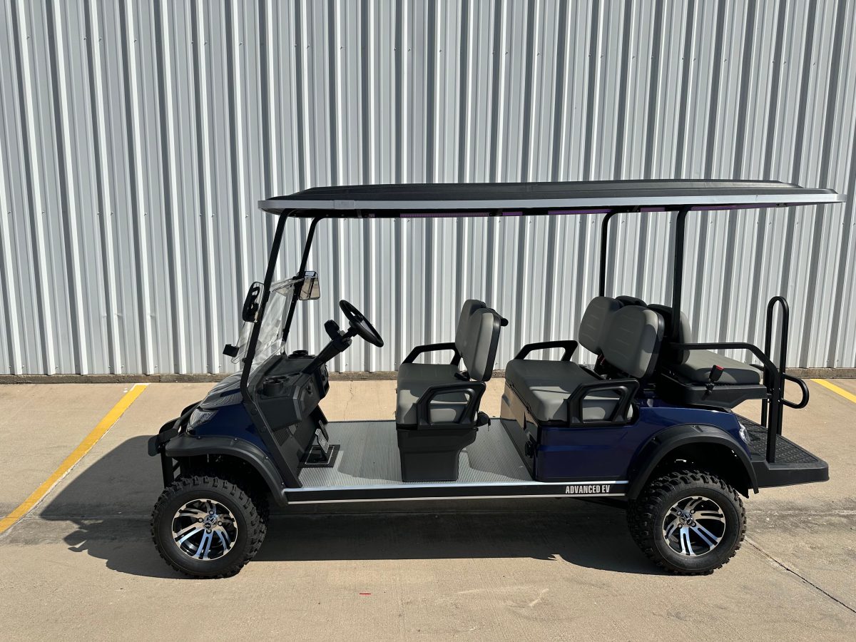 Advanced EV 6 Passenger Lifted Navy DFW Golf Cart Warehouse