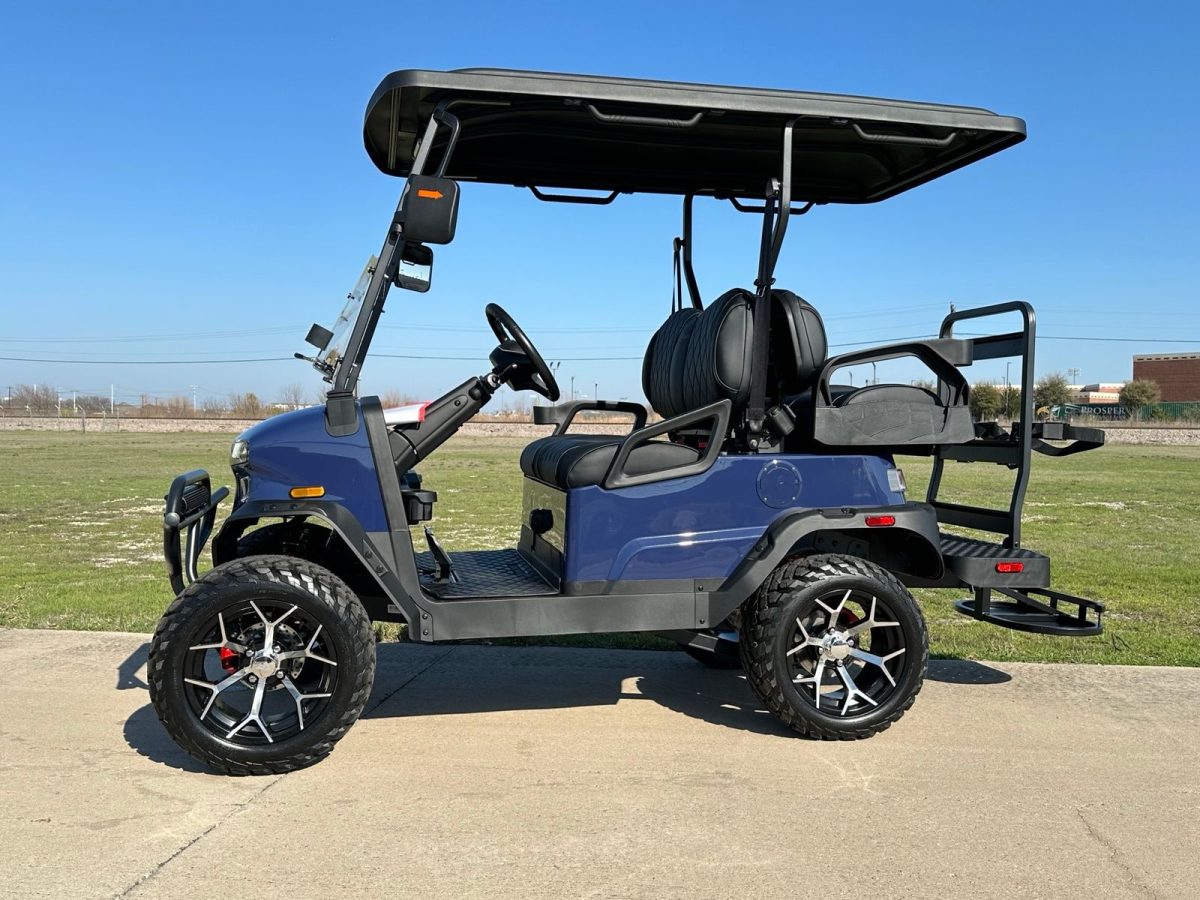 Denago Nomad XL 4 Passenger Lifted Blue DFW Golf Cart Warehouse
